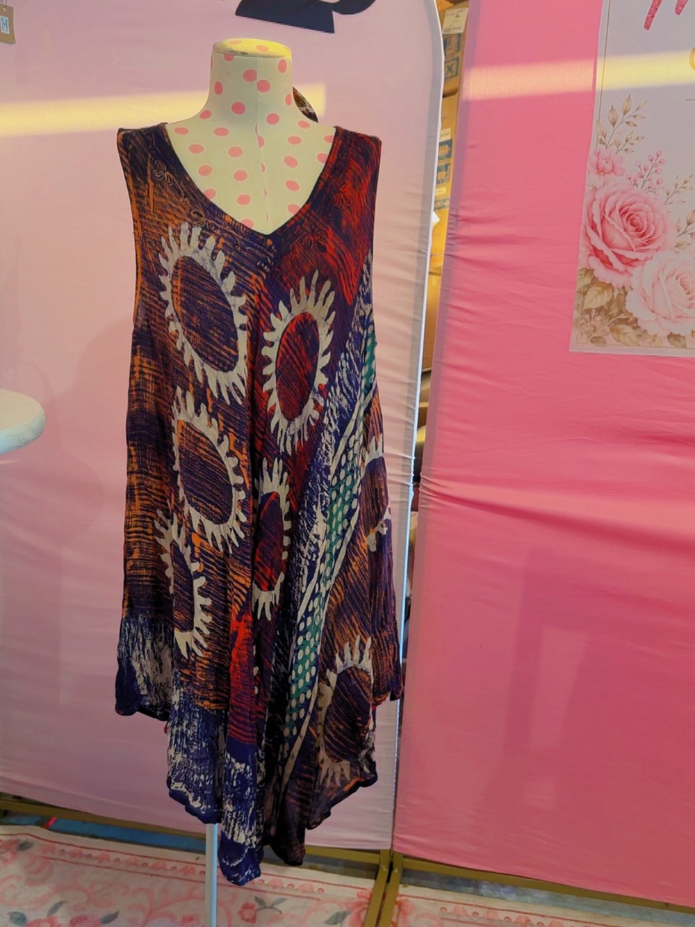 PSD Plus Size Multicolor Abstract Handkerchief Dress NWT
